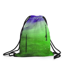 Рюкзак-мешок 3D с принтом GreenFer в Курске, 100% полиэстер | плотность ткани — 200 г/м2, размер — 35 х 45 см; лямки — толстые шнурки, застежка на шнуровке, без карманов и подкладки | abstraction | art | blue | green | paint | stains | абстракция | арт | зелёный | краска | разводы | синий