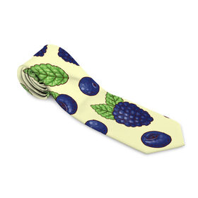Галстук 3D с принтом Синие ягоды в Курске, 100% полиэстер | Длина 148 см; Плотность 150-180 г/м2 | арт | желтый | зеленый | кремовый | лист | листок | листья | малина | рисунок | синий | синяя малина | синяя черника | чёрная малина | черника