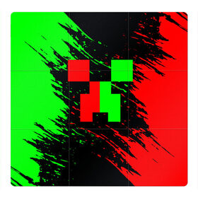 Магнитный плакат 3Х3 с принтом MINECRAFT в Курске, Полимерный материал с магнитным слоем | 9 деталей размером 9*9 см | creeper | game | minecraft | блоки | игра | квадраты | компьютерная | крипер | криппер | майнкрафт | огонь