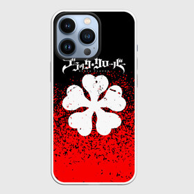Чехол для iPhone 13 Pro с принтом Пятилистник белого цвета на красно черном фоне в Курске,  |  | anime | black clover | аниме | боевик | буракку куро:ба | кино | комедия | магия | мультфильм | фэнтези | черный клевер | японская сёнэн манга