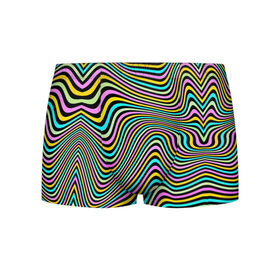 Мужские трусы 3D с принтом Иллюзия в Курске, 50% хлопок, 50% полиэстер | классическая посадка, на поясе мягкая тканевая резинка | line | rgb | абстракция | иллюзия | камуфляж | краски | линии | обман зрения | оптическая иллюзия | полосы | радуга | цветное