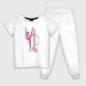 Детская пижама хлопок с принтом Gymnastics в Курске, 100% хлопок |  брюки и футболка прямого кроя, без карманов, на брюках мягкая резинка на поясе и по низу штанин
 | gymnastics | rhythmic gymnastics | гимнастика | спорт | художественная гимнастика