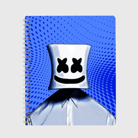 Тетрадь с принтом MARSHMELLO в Курске, 100% бумага | 48 листов, плотность листов — 60 г/м2, плотность картонной обложки — 250 г/м2. Листы скреплены сбоку удобной пружинной спиралью. Уголки страниц и обложки скругленные. Цвет линий — светло-серый
 | Тематика изображения на принте: fortnite | marshmallo | marshmallow | marshmello | marshmellow | маршмелло | маршмеллоу | розы | фортнайт