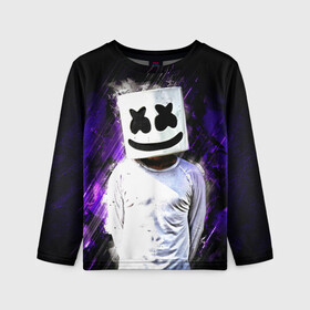 Детский лонгслив 3D с принтом MARSHMELLO в Курске, 100% полиэстер | длинные рукава, круглый вырез горловины, полуприлегающий силуэт
 | fortnite | marshmallo | marshmallow | marshmello | marshmellow | маршмелло | маршмеллоу | розы | фортнайт