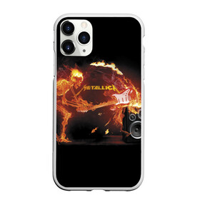 Чехол для iPhone 11 Pro Max матовый с принтом Metallica в Курске, Силикон |  | fire | flame | guitar | metallica | music | rock | skeleton | skull | trashmetal | гитара | металлика | музыка | огонь | пламя | рок | скелет | череп