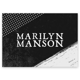 Поздравительная открытка с принтом MARILYN MANSON / М. МЭНСОН в Курске, 100% бумага | плотность бумаги 280 г/м2, матовая, на обратной стороне линовка и место для марки
 | logo | manson | marilyn | music | rock | группа | лого | логотип | логотипы | менсон | мерилин | мерлин | музыка | мэнсон | мэрилин | рок | символ