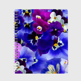 Тетрадь с принтом Акварельные Цветы в Курске, 100% бумага | 48 листов, плотность листов — 60 г/м2, плотность картонной обложки — 250 г/м2. Листы скреплены сбоку удобной пружинной спиралью. Уголки страниц и обложки скругленные. Цвет линий — светло-серый
 | Тематика изображения на принте: flower | flowers | акварель | акварельные цветы | краска | краски | незабудка | рисунок | фиалка | фиалки | цветки | цветочки | цветы