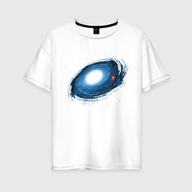 Женская футболка хлопок Oversize с принтом Местоположение в Курске, 100% хлопок | свободный крой, круглый ворот, спущенный рукав, длина до линии бедер
 | галактика | гугл | звезды | карта | космос | местоположение | млечный путь | планета