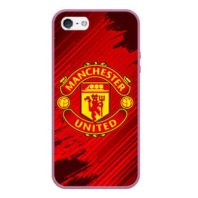 Чехол для iPhone 5/5S матовый с принтом MANCHESTER UNITED в Курске, Силикон | Область печати: задняя сторона чехла, без боковых панелей | Тематика изображения на принте: club | footbal | logo | manchester | united | знак | клуб | лого | логотип | логотипы | манчестер | символ | символы | форма | футбол | футбольная | футбольный | юнайтед