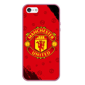 Чехол для iPhone 5/5S матовый с принтом MANCHESTER UNITED в Курске, Силикон | Область печати: задняя сторона чехла, без боковых панелей | Тематика изображения на принте: club | footbal | logo | manchester | united | знак | клуб | лого | логотип | логотипы | манчестер | символ | символы | форма | футбол | футбольная | футбольный | юнайтед