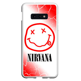 Чехол для Samsung S10E с принтом NIRVANA НИРВАНА в Курске, Силикон | Область печати: задняя сторона чехла, без боковых панелей | band | cobain | face | kurt | logo | music | nirvana | rock | rocknroll | группа | кобейн | курт | лого | логотип | музыка | музыкальная | нирвана | рожица | рок | рокнролл | символ