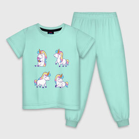 Детская пижама хлопок с принтом Единорожки в Курске, 100% хлопок |  брюки и футболка прямого кроя, без карманов, на брюках мягкая резинка на поясе и по низу штанин
 | единорог | единорожек | очарование | радуга | радужная грива | радужный