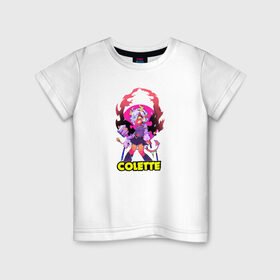 Детская футболка хлопок с принтом Brawl STARS (COLETTE) в Курске, 100% хлопок | круглый вырез горловины, полуприлегающий силуэт, длина до линии бедер | brawl | colette | leon | moba | stars | supercell | арт | игра | коллаж | паттерн