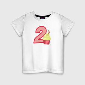 Детская футболка хлопок с принтом 2 годика в Курске, 100% хлопок | круглый вырез горловины, полуприлегающий силуэт, длина до линии бедер | 