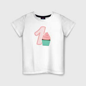 Детская футболка хлопок с принтом 1 годик в Курске, 100% хлопок | круглый вырез горловины, полуприлегающий силуэт, длина до линии бедер | Тематика изображения на принте: будущие родители | день рождения | детские принты | детское | для детей | малыш