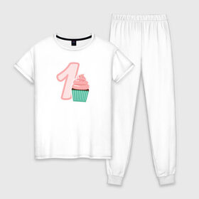 Женская пижама хлопок с принтом 1 годик в Курске, 100% хлопок | брюки и футболка прямого кроя, без карманов, на брюках мягкая резинка на поясе и по низу штанин | будущие родители | день рождения | детские принты | детское | для детей | малыш