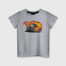 Детская футболка хлопок с принтом гоночная машина в пламени в Курске, 100% хлопок | круглый вырез горловины, полуприлегающий силуэт, длина до линии бедер | hot wheels | гонка | гоночная машина | машины | спортивная машина
