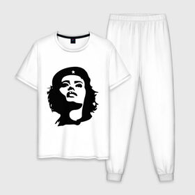 Мужская пижама хлопок с принтом Че Гевара девушка в Курске, 100% хлопок | брюки и футболка прямого кроя, без карманов, на брюках мягкая резинка на поясе и по низу штанин
 | вождь | девушка | звезда | революция | че гевара