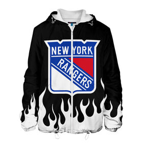 Мужская куртка 3D с принтом Нью-Йорк Рейнджерс в Курске, ткань верха — 100% полиэстер, подклад — флис | прямой крой, подол и капюшон оформлены резинкой с фиксаторами, два кармана без застежек по бокам, один большой потайной карман на груди. Карман на груди застегивается на липучку | Тематика изображения на принте: hockey | new york | new york rangers | nhl | rangers | usa | нхл | нью йорк | нью йорк рейнджерс | рейнджерс | спорт | сша | хоккей | шайба