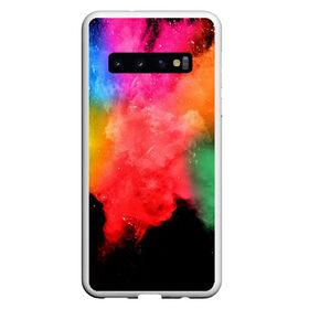 Чехол для Samsung Galaxy S10 с принтом игра красок в Курске, Силикон | Область печати: задняя сторона чехла, без боковых панелей | Тематика изображения на принте: взрыв красок | игра красок | краски | цвет.