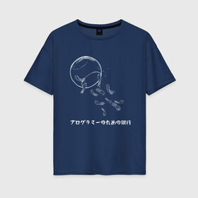 Женская футболка хлопок Oversize с принтом Эстетика аквариум с глазами в Курске, 100% хлопок | свободный крой, круглый ворот, спущенный рукав, длина до линии бедер
 | 