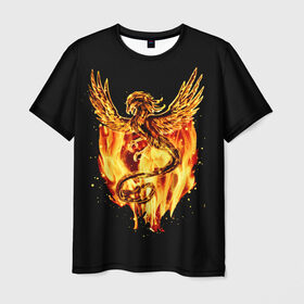 Мужская футболка 3D с принтом PHOENIX в Курске, 100% полиэфир | прямой крой, круглый вырез горловины, длина до линии бедер | дракон | огонь | птица | феникс