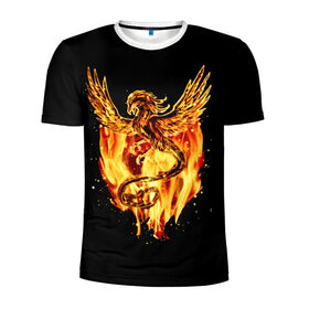 Мужская футболка 3D спортивная с принтом PHOENIX в Курске, 100% полиэстер с улучшенными характеристиками | приталенный силуэт, круглая горловина, широкие плечи, сужается к линии бедра | Тематика изображения на принте: дракон | огонь | птица | феникс