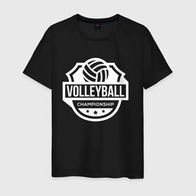 Мужская футболка хлопок с принтом VOLLEYBALL в Курске, 100% хлопок | прямой крой, круглый вырез горловины, длина до линии бедер, слегка спущенное плечо. | beach | voleybal | volleyball | волебол | волейбол | волейболист | волейболистка | воллейбол | пляжный | я люблю
