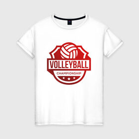 Женская футболка хлопок с принтом VOLLEYBALL в Курске, 100% хлопок | прямой крой, круглый вырез горловины, длина до линии бедер, слегка спущенное плечо | beach | voleybal | volleyball | волебол | волейбол | волейболист | волейболистка | воллейбол | пляжный | я люблю