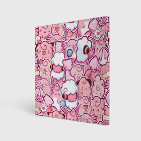 Холст квадратный с принтом Розовое собрание в Курске, 100% ПВХ |  | pokemon | pokemon go | арт | мью | мью ту | покемон | покемоны | рисунок | розовые покемоны | розовый покемон