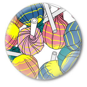 Значок с принтом Чупа чупсы в Курске,  металл | круглая форма, металлическая застежка в виде булавки | Тематика изображения на принте: конфеты | сладкое | сладости | чупа чупс | яркие цвета