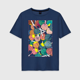 Женская футболка хлопок Oversize с принтом Чупа чупсы в Курске, 100% хлопок | свободный крой, круглый ворот, спущенный рукав, длина до линии бедер
 | конфеты | сладкое | сладости | чупа чупс | яркие цвета