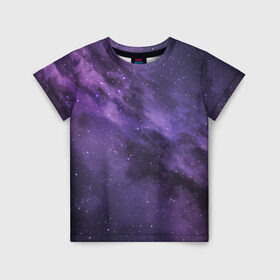 Детская футболка 3D с принтом Космос в Курске, 100% гипоаллергенный полиэфир | прямой крой, круглый вырез горловины, длина до линии бедер, чуть спущенное плечо, ткань немного тянется | звезды | космос | минимализм | млечный путь | небо | рисунок