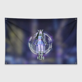 Флаг-баннер с принтом Nezuko Cyberpunk в Курске, 100% полиэстер | размер 67 х 109 см, плотность ткани — 95 г/м2; по краям флага есть четыре люверса для крепления | cyberpunk | demon slayer | kamado | kimetsu no aiba | nezuko | камадо | киберпанк | незуко