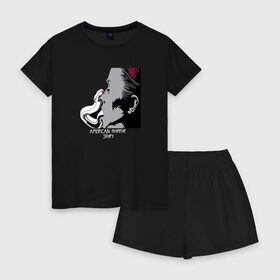Женская пижама с шортиками хлопок с принтом American Horror Story в Курске, 100% хлопок | футболка прямого кроя, шорты свободные с широкой мягкой резинкой | american | horror | story | телесериал | ужасы