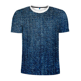 Мужская футболка 3D спортивная с принтом Джинса в Курске, 100% полиэстер с улучшенными характеристиками | приталенный силуэт, круглая горловина, широкие плечи, сужается к линии бедра | blue | джинса | джинсовая текстура | текстуры | цвет джинса