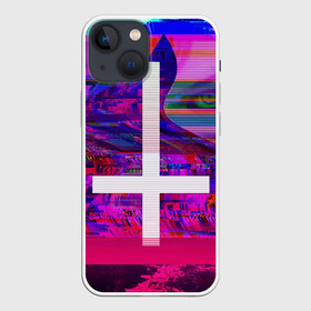 Чехол для iPhone 13 mini с принтом Cross в Курске,  |  | abstraction | color | cross | eye | glitch | neon | vanguard | view | абстракция | авангард | взгляд | глаз | глитч | крест | неон | цвет