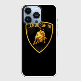 Чехол для iPhone 13 Pro с принтом Lamborghini в Курске,  |  | Тематика изображения на принте: bull | gold lamborghini sign | lamborghini | lamborghini lettering | lamborghini print | lamborghini sign | бык | знак ламборджини | золотой знак ламборджини | ламборджини | надпись ламборджини | принт ламборджини