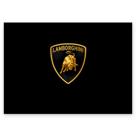 Поздравительная открытка с принтом Lamborghini в Курске, 100% бумага | плотность бумаги 280 г/м2, матовая, на обратной стороне линовка и место для марки
 | bull | gold lamborghini sign | lamborghini | lamborghini lettering | lamborghini print | lamborghini sign | бык | знак ламборджини | золотой знак ламборджини | ламборджини | надпись ламборджини | принт ламборджини