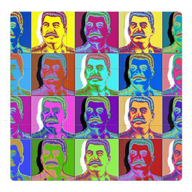 Магнитный плакат 3Х3 с принтом Stalin pop-art в Курске, Полимерный материал с магнитным слоем | 9 деталей размером 9*9 см | chief | color | eyes | moustache | pop art | stalin | view | взгляд | вождь | глаза | поп  арт | сталин | усы | цвет