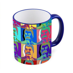 Кружка с принтом Stalin pop-art в Курске, керамика | ёмкость 330 мл | chief | color | eyes | moustache | pop art | stalin | view | взгляд | вождь | глаза | поп  арт | сталин | усы | цвет