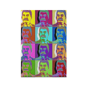 Обложка для паспорта матовая кожа с принтом Stalin pop-art в Курске, натуральная матовая кожа | размер 19,3 х 13,7 см; прозрачные пластиковые крепления | Тематика изображения на принте: chief | color | eyes | moustache | pop art | stalin | view | взгляд | вождь | глаза | поп  арт | сталин | усы | цвет