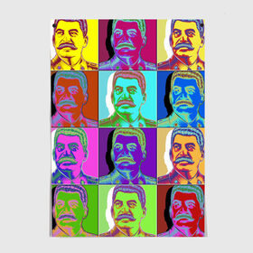 Постер с принтом Stalin pop-art в Курске, 100% бумага
 | бумага, плотность 150 мг. Матовая, но за счет высокого коэффициента гладкости имеет небольшой блеск и дает на свету блики, но в отличии от глянцевой бумаги не покрыта лаком | chief | color | eyes | moustache | pop art | stalin | view | взгляд | вождь | глаза | поп  арт | сталин | усы | цвет