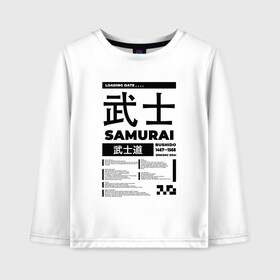 Детский лонгслив хлопок с принтом КИБЕРПАНК SAMURAI САМУРАЙ в Курске, 100% хлопок | круглый вырез горловины, полуприлегающий силуэт, длина до линии бедер | Тематика изображения на принте: samurai | бусидо | иероглифы | киберпанк | самурай | символы | сэнгоку дзидай | японский