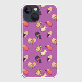 Чехол для iPhone 13 mini с принтом Спящие мыши в Курске,  |  | Тематика изображения на принте: арт | мыши | мыши спят | мышь | мышь спит | ночь | пары | рисунок | сон | спят | фиолетовый