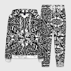 Мужской костюм 3D с принтом Скандинавская вязь орнамент в Курске, 100% полиэстер | Манжеты и пояс оформлены тканевой резинкой, двухслойный капюшон со шнурком для регулировки, карманы спереди | ассуры | битва | бог | веды | викинги | вязь | громовержец | древнеиндийский | кельтский | крест | махабхарата | орнамент | перун | рода | скандинавская | эпос | языческий