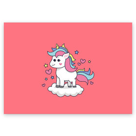 Поздравительная открытка с принтом Unicorn в Курске, 100% бумага | плотность бумаги 280 г/м2, матовая, на обратной стороне линовка и место для марки
 | animal | единорог | животные | звери