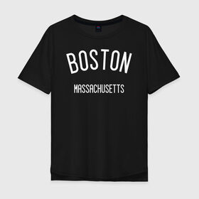 Мужская футболка хлопок Oversize с принтом БОСТОН в Курске, 100% хлопок | свободный крой, круглый ворот, “спинка” длиннее передней части | Тематика изображения на принте: america | boston | states | usa | америка | бостон | сша | штаты