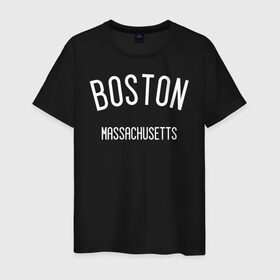Мужская футболка хлопок с принтом БОСТОН в Курске, 100% хлопок | прямой крой, круглый вырез горловины, длина до линии бедер, слегка спущенное плечо. | america | boston | states | usa | америка | бостон | сша | штаты