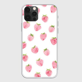 Чехол для iPhone 12 Pro Max с принтом Нежная клубника в Курске, Силикон |  | арт | белый | зеленый | клубника | листья | рисунок | розовый | розовый рисунок | фрукт | фрукты | штамп | ягода | ягоды